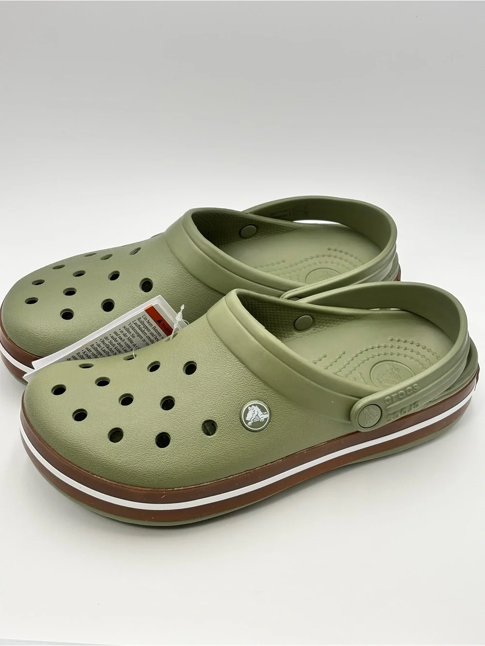 CROCS crocband gum clog Classic Clog in Olive Green with Brown Trim M7/ W9